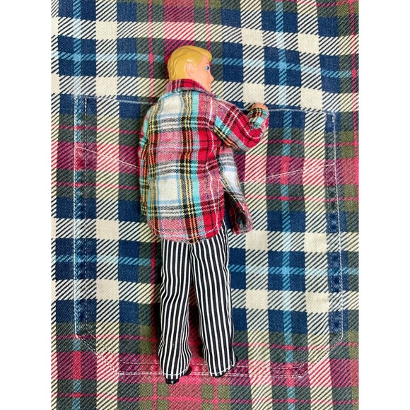 VINTAGE Ideal Boyfriend 90s Grunge Nicholas Doll Plaid Mattel Family Corners 7" - Picture 3 of 3